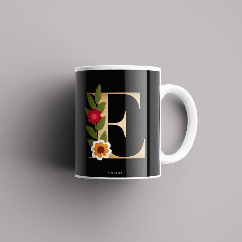 Aesthetic Black Alphabets Mug - Alienneeds.in
