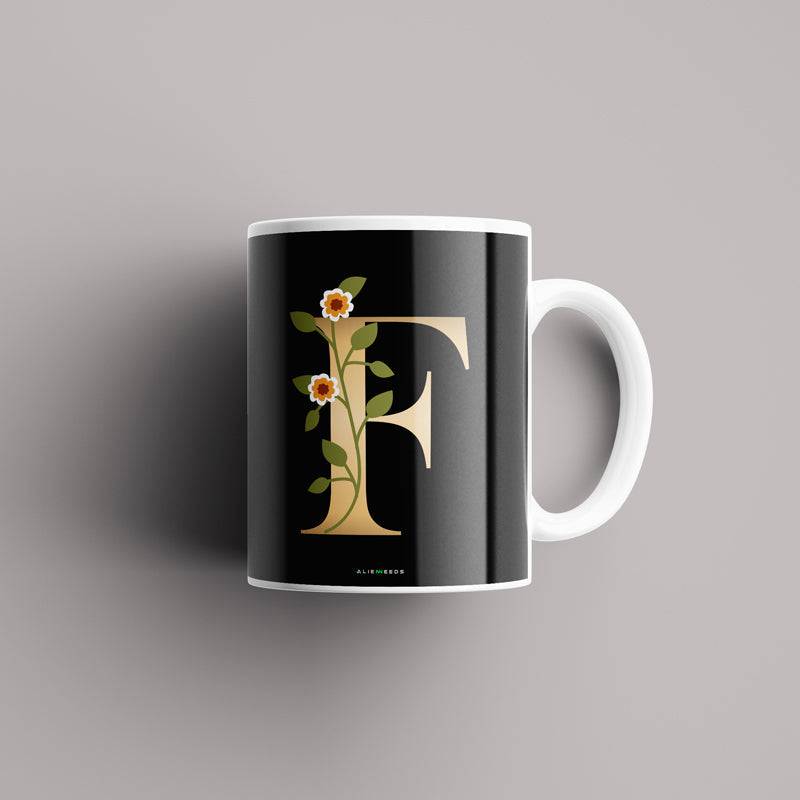 Aesthetic Black Alphabets Mug - Alienneeds.in