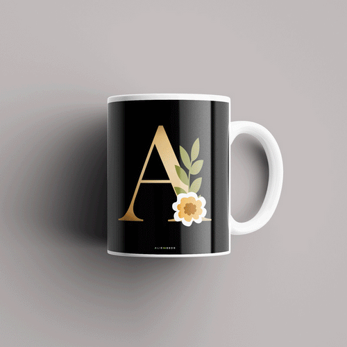 Aesthetic Black Alphabets Mug - Alienneeds.in