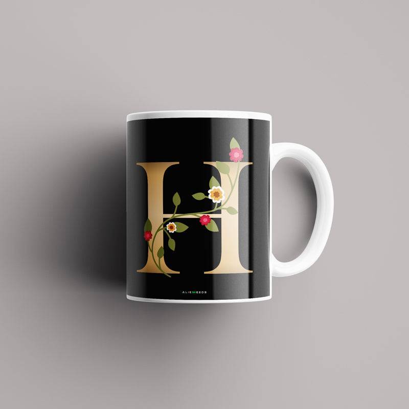 Aesthetic Black Alphabets Mug - Alienneeds.in