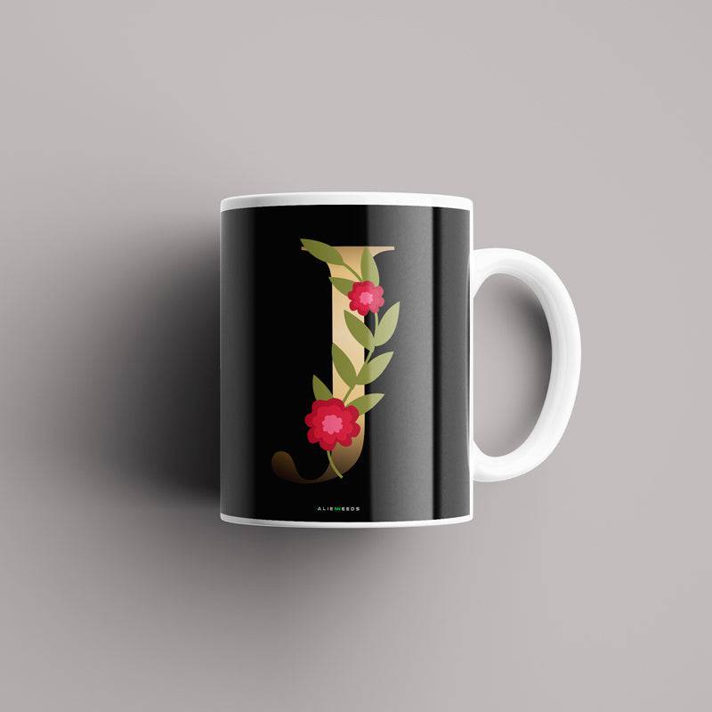 Aesthetic Black Alphabets Mug - Alienneeds.in