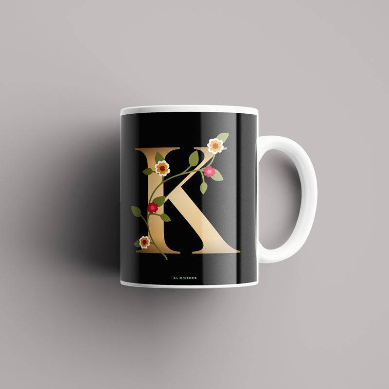 Aesthetic Black Alphabets Mug - Alienneeds.in