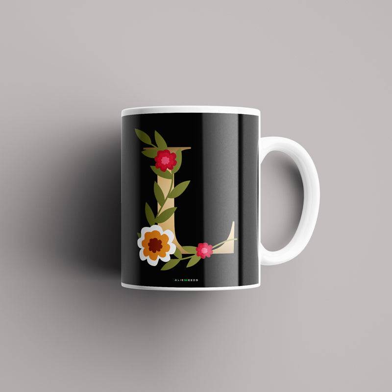 Aesthetic Black Alphabets Mug - Alienneeds.in