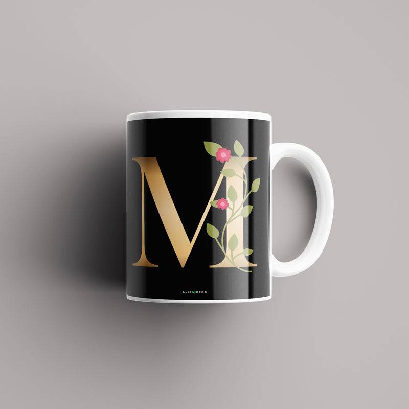 Aesthetic Black Alphabets Mug - Alienneeds.in