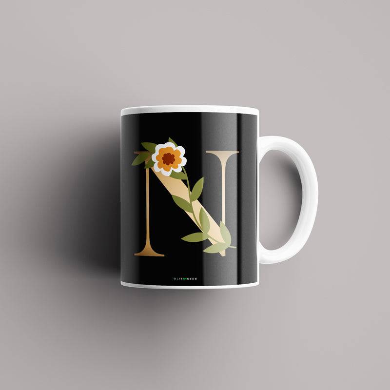 Aesthetic Black Alphabets Mug - Alienneeds.in