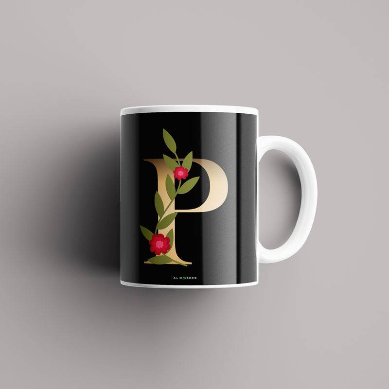 Aesthetic Black Alphabets Mug - Alienneeds.in