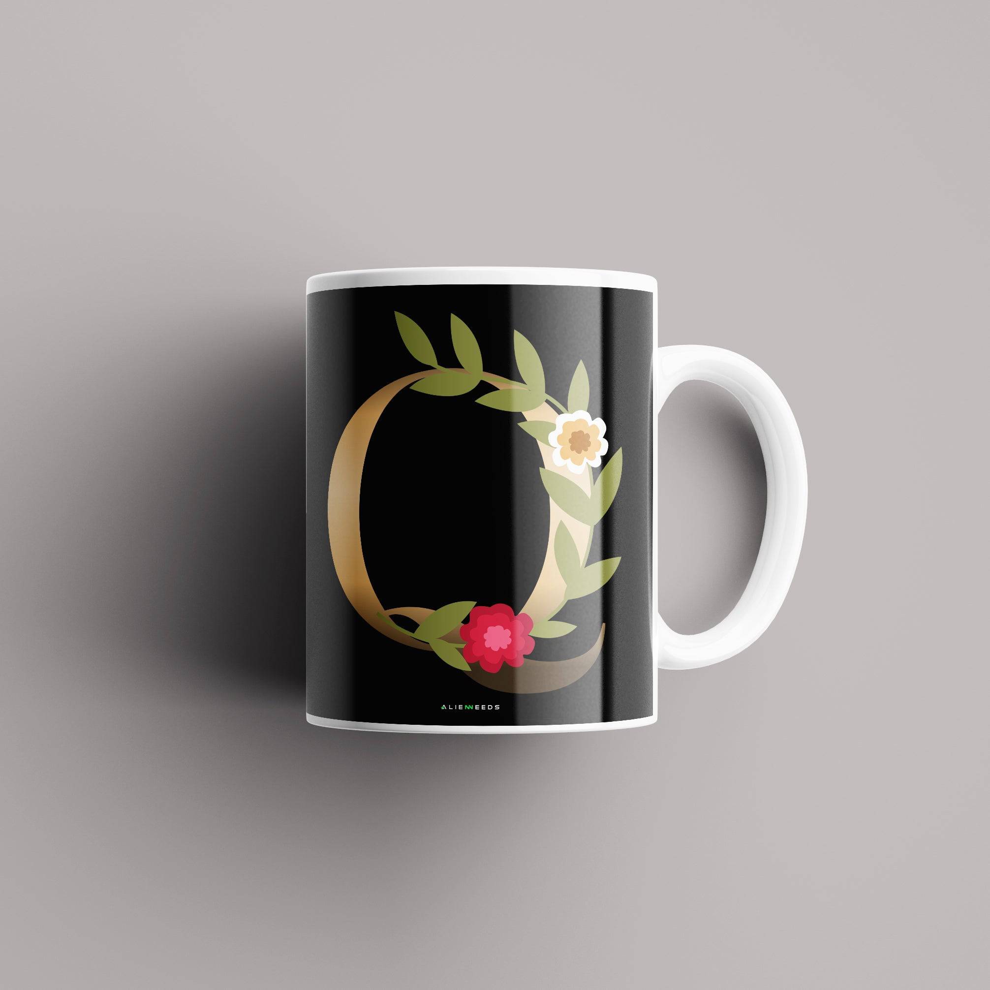 Aesthetic Black Alphabets Mug - Alienneeds.in