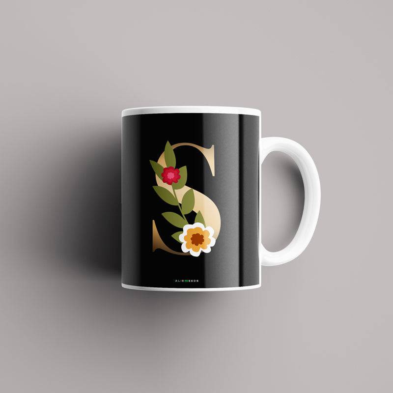 Aesthetic Black Alphabets Mug - Alienneeds.in