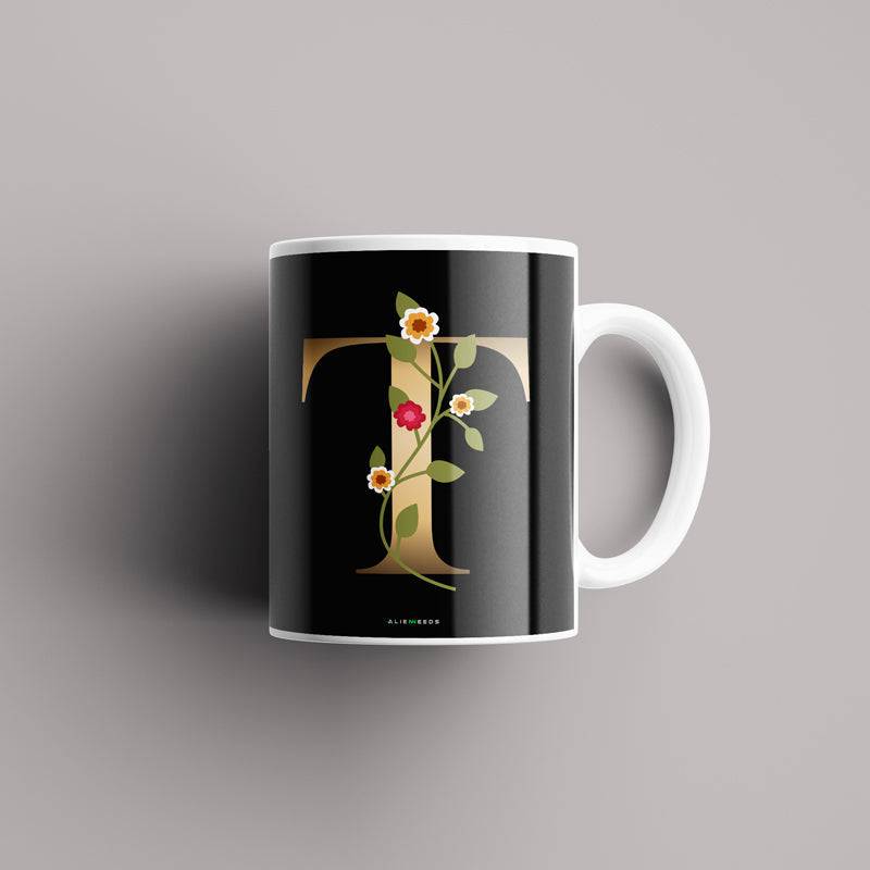 Aesthetic Black Alphabets Mug - Alienneeds.in