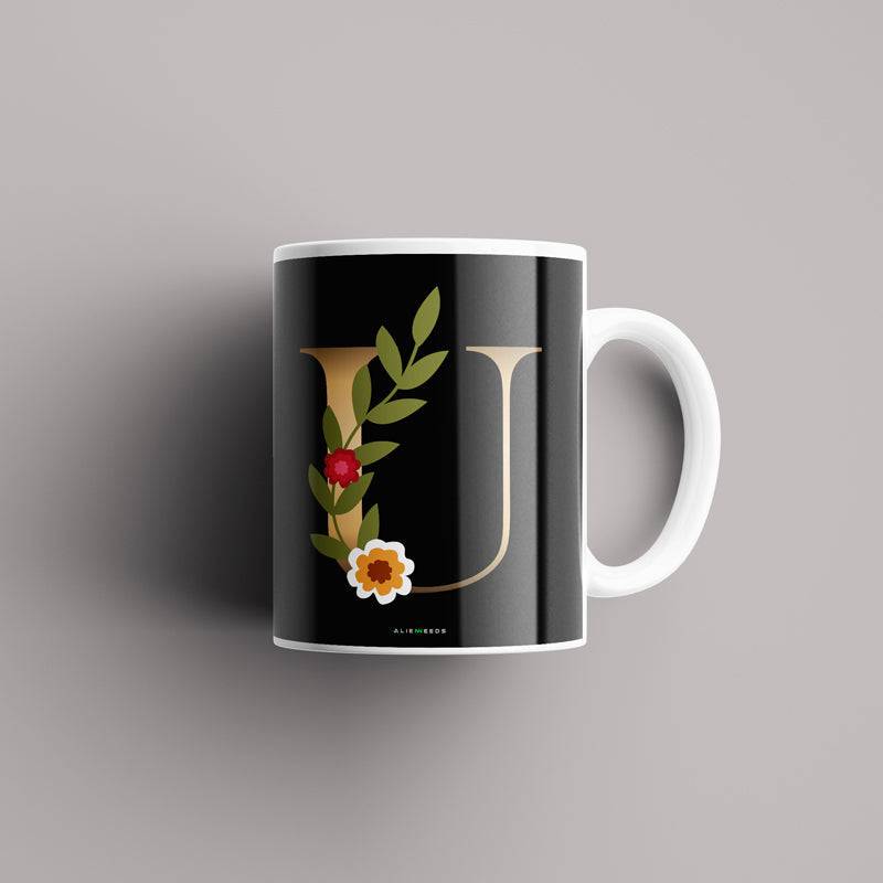 Aesthetic Black Alphabets Mug - Alienneeds.in