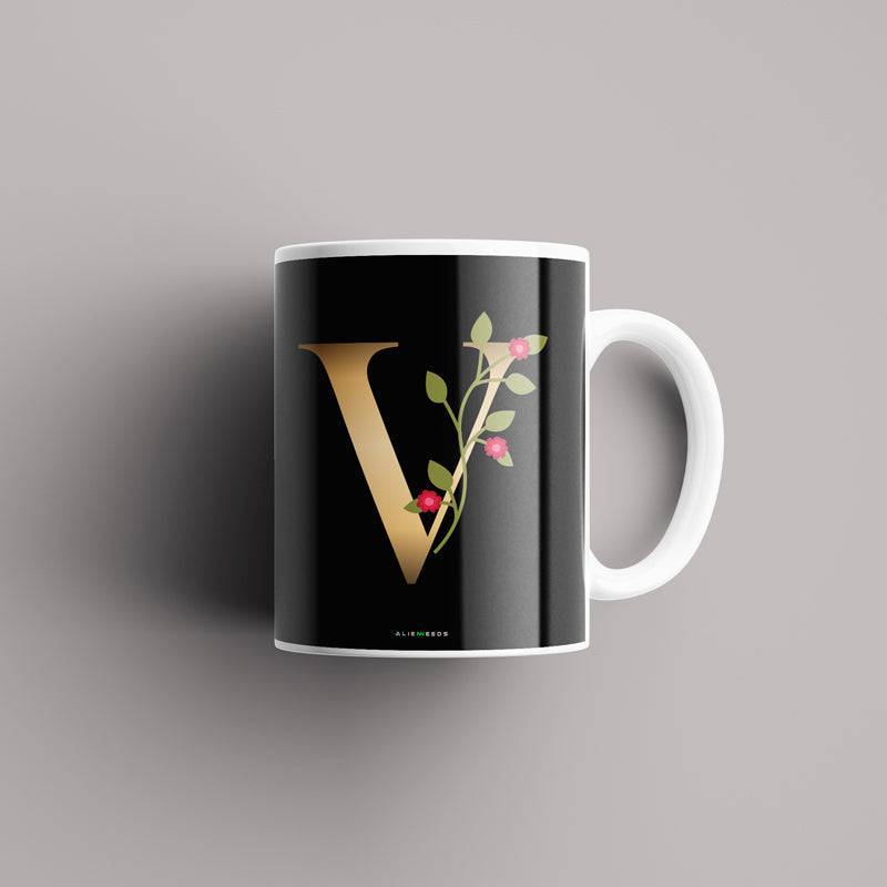 Aesthetic Black Alphabets Mug - Alienneeds.in