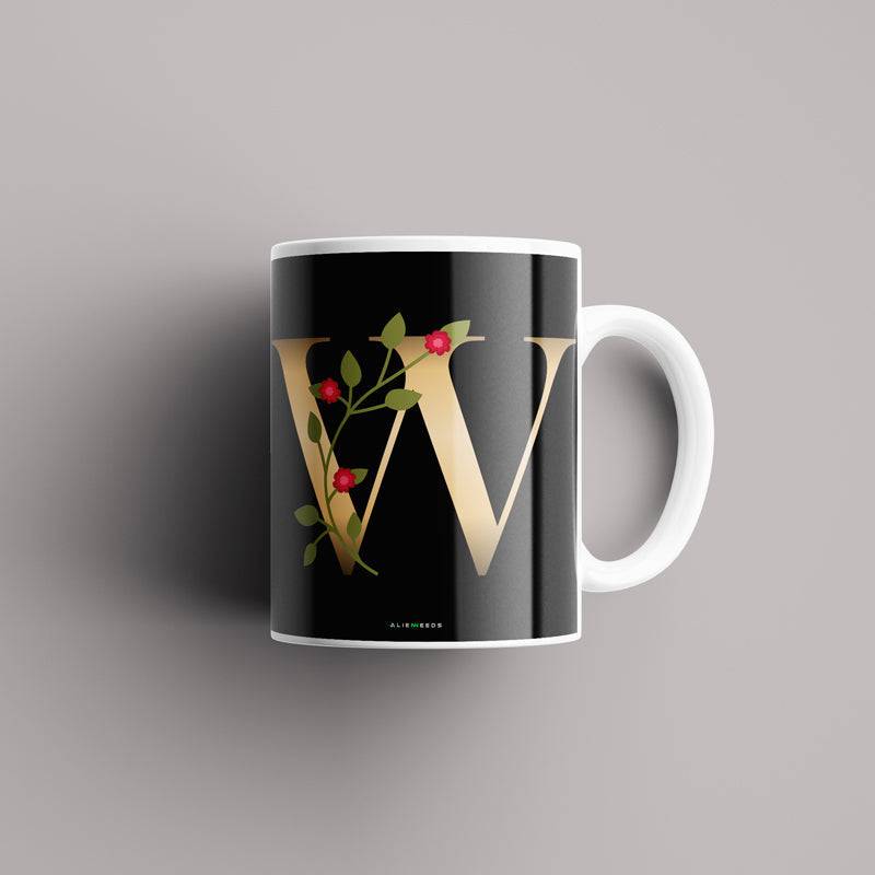 Aesthetic Black Alphabets Mug - Alienneeds.in