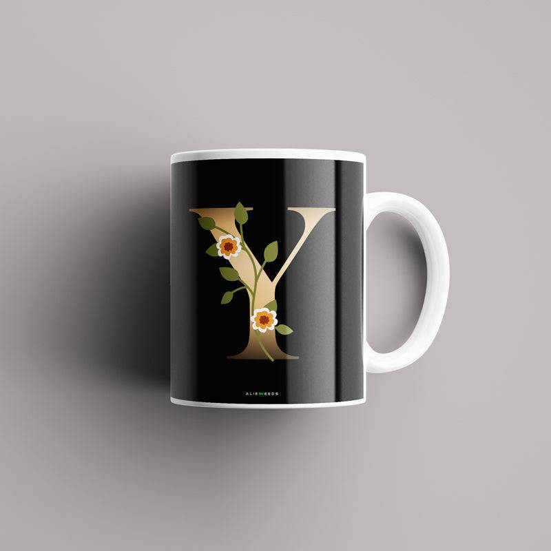 Aesthetic Black Alphabets Mug - Alienneeds.in