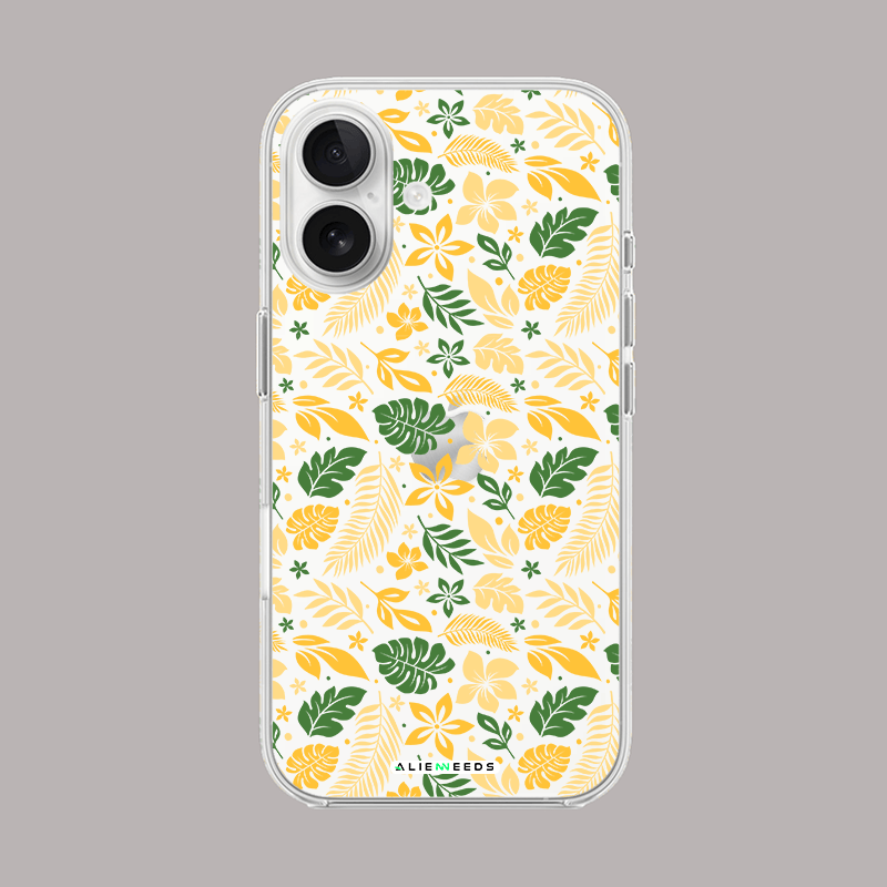 Sunset tropic leaf vibrant clear silicone phone case by alienneeds – bright and warm.