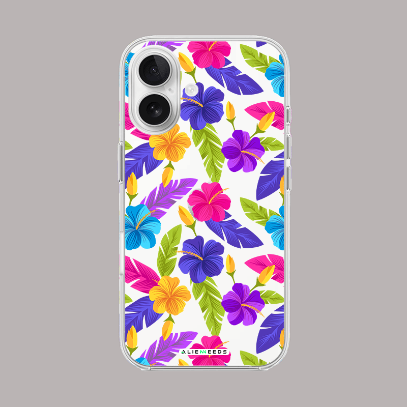 Colorful leaf and flower cheerful clear silicone by alienneeds – vibrant design.
