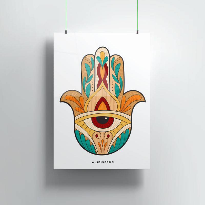 Evil Eye Hamsa Premium Metal Poster Wall Art - Alienneeds.in