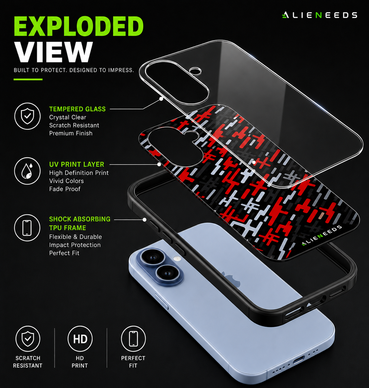 Abstract Colors Pattern Mobile Phone Glass Case