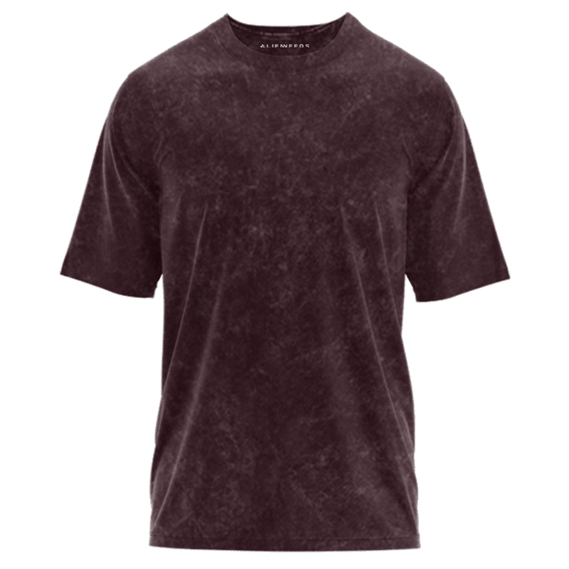 Maroon Oversized T-shirt with Acid-Wash Finish (Unisex) - Alienneeds.in