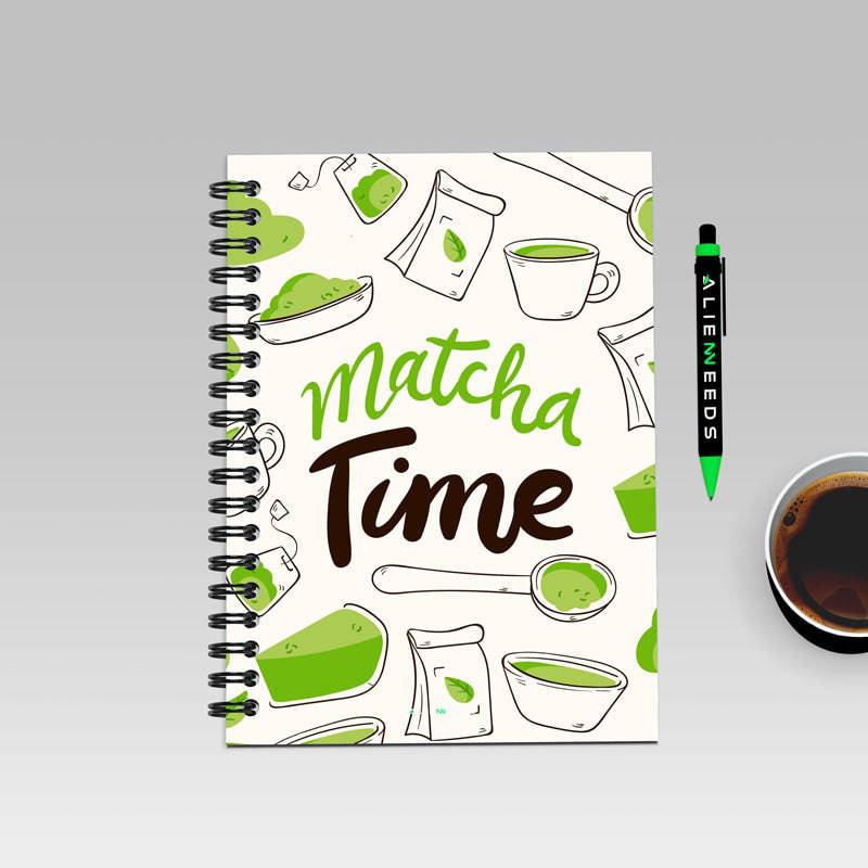 Matcha Time A5 Wiro Notebook - Alienneeds.in