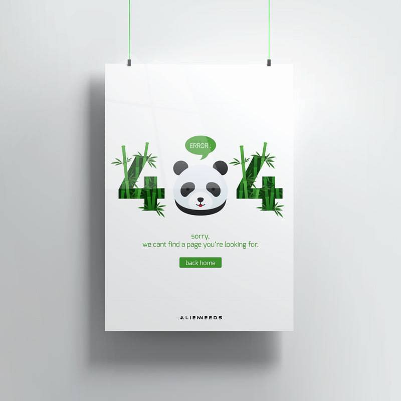 Panda 404 Premium Metal Poster Wall Ar - Alienneeds.in