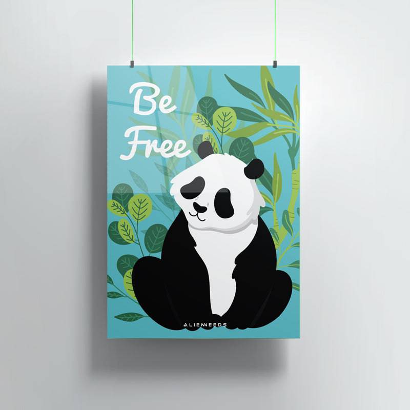Panda Be Free Premium Metal Poster Wall Art - Alienneeds.in