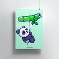 Panda Hanging with Bamboo Premium Metal Poster Wall Art - Alienneeds.in