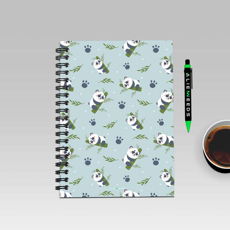 Panda Pattern A5 Wiro Notebook - Alienneeds.in