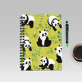 Panda Pattern Green Background A5 Wiro Notebook - Alienneeds.in