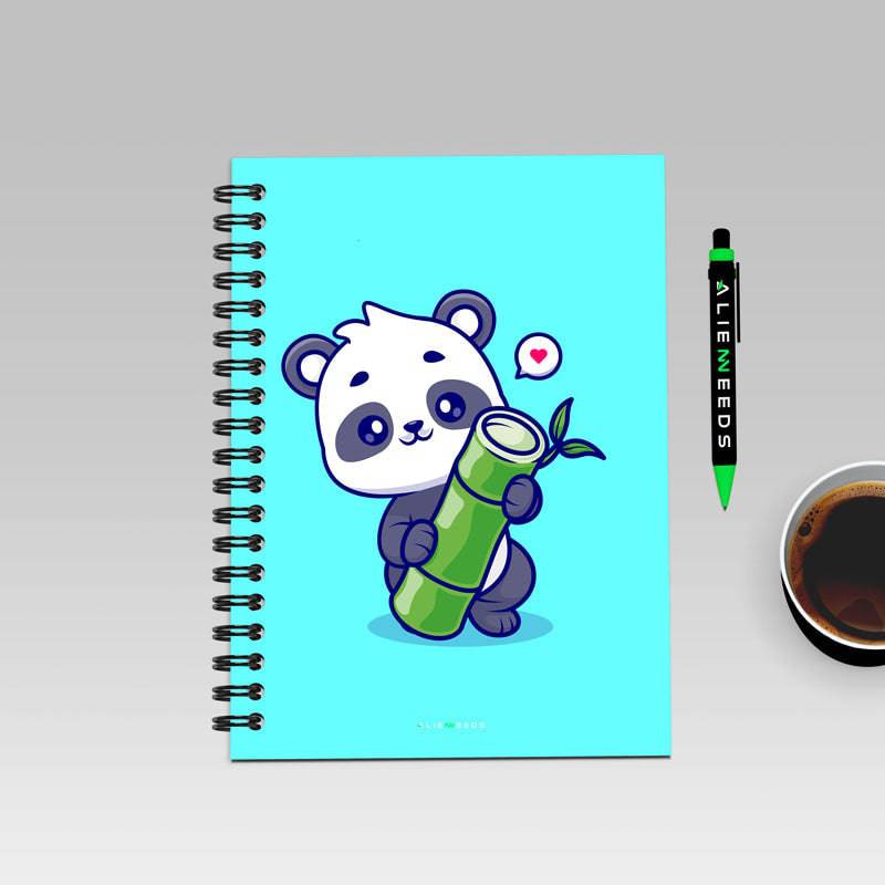 Panda with Bamboo Heart A5 Wiro Notebook - Alienneeds.in