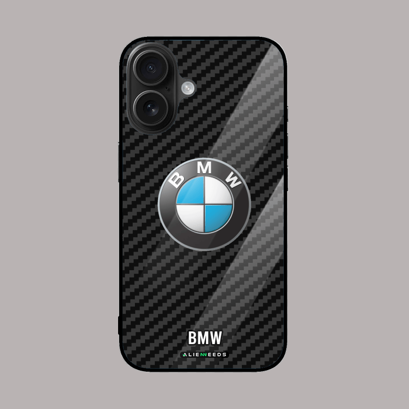 BMW Carbon Fiber Logo Mobile Phone Glass Case