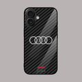 Audi Carbon Fiber Logo Mobile Phone Glass Case